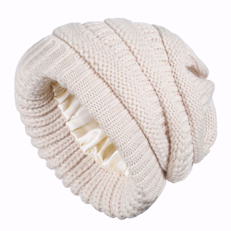 Hot designer warm windproof micro elastic satin lined knitted hat_voghion.com