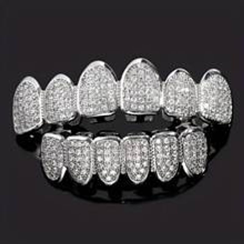 Apparecchi dentali con micro intarsi di diamanti, personalità esagerata, tendenza hip-hop, decorazione dentale, decorazione dei denti_voghion.com