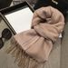 Pure Wool Scarf For Women Solid Color Stitch Design Double-Sided Cashmere Shawl Winter Warmth Neck Warmer_voghion.com