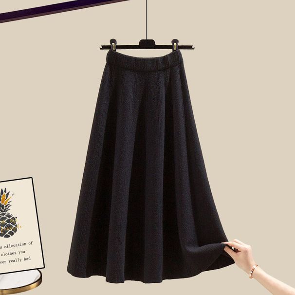 Îmbrăcăminte pentru femei, stil nou, pulovere largi, talie înaltă, fustă de lungime medie, costum din două piese_voghion.com