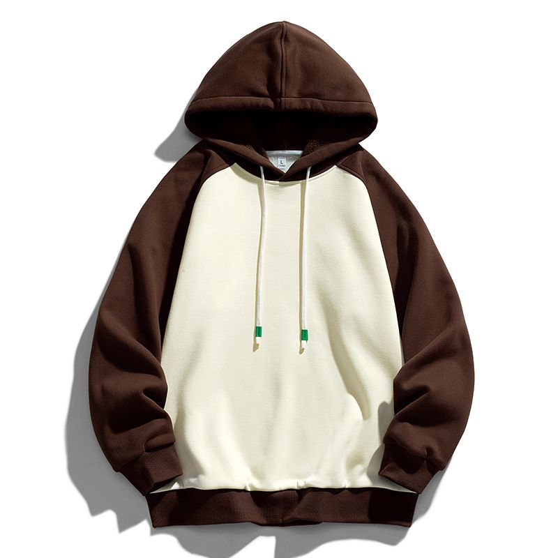 Felpa con cappuccio in pile austriaco da uomo tendenza autunno e inverno abbinamenti di colori caldo e spesso pile in pile a maniche lunghe_voghion.com