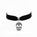 Necklaces Silver Skull Charm Pendant Black Velvet Choker_voghion.com