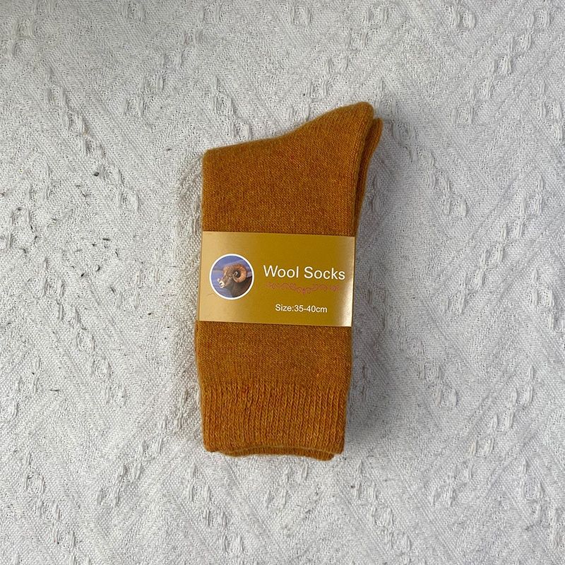 wangjia Wangjia Solid Color Wool For Men Women, Mid-Calf Autumn And Winter Thickened Cold-Resistant Warm Towel Socks, Extra Thick Terry_voghion.com