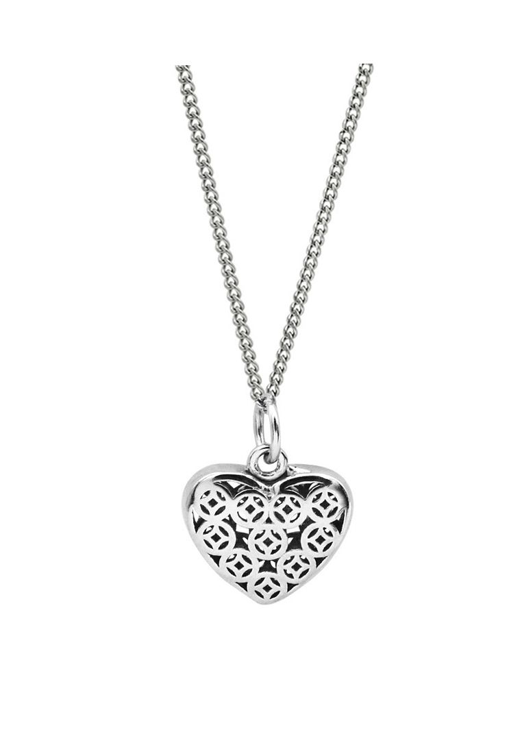 LDR1232 S925 Silver Vintage Coins and Heart Necklace_voghion.com