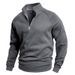 Herren Reißverschluss Stehkragen Fleece Sweatshirt Herbst Winter Warm Lose Einfarbig Outdoor Freizeitjacke_voghion.com