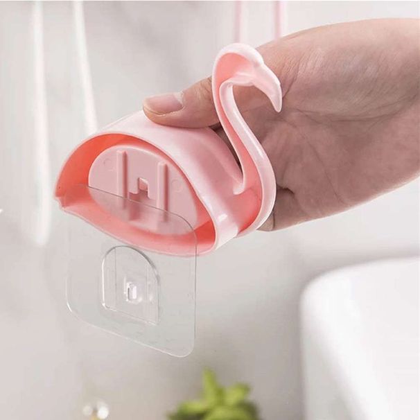3er-Pack Zahnbürstenhalter mit Saugnapf in Flamingoform – Badezimmeraccessoires_voghion.com