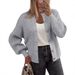 Women's Long Sleeve Knit Cardigan With Button Front, Cozy Chunky Knit Sweater, Round Neck Open Front Casual Fall Fashion Top_voghion.com