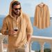 Men's Linen-Blend Hooded Shirt – Lightweight & Breathable Long Sleeve Beach Shirt (Black/Grey/Army Green, Loose Fit, Machine Washable)_voghion.com
