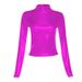 Vintage Solid Color Shiny T-shirt Spring Autumn New Basic Chic Bright Tops Women's Clothing Slim Turtleneck Long Sleeve Tees_voghion.com