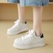 Cameido Women's Lightweight Thick - Soled Biscuit - Style White Sneakers: Casual, Versatile Thick - Soled Skate Shoes_voghion.com