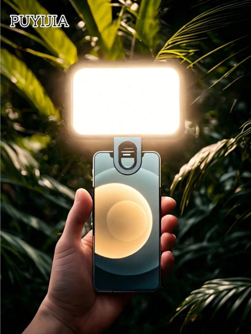 1pcLED Fill Light Selfie Light LED Phone Light With 3 Lighting Mode Portable Mini Clip-On Fill Light Makeup Rechargeable Clip Video/Photos_voghion.com