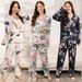 Autumn New 100% Adhesive Long Sleeved Pants Women's Sleepwear Set 3XL Plus Size Long Sleepwear Women's Home Sleepwear_voghion.com
