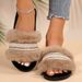 Bling Weave Pattern Fur Slippers Women 2025 Mix Color Faux Fur Plush Slides Woman Slip On House Flats Cotton Slippers Mu_voghion.com