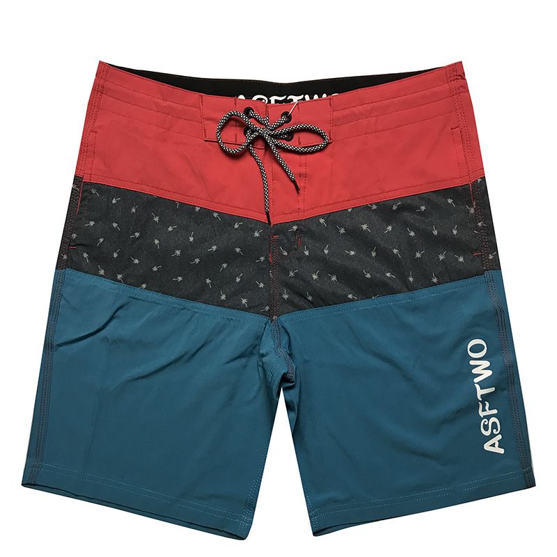Men's Popular Striped Print Four-Sided Elastic Gray Men's Casual Surfing Beach Shorts_voghion.com