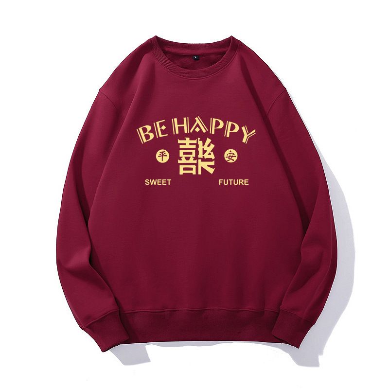 Men's big red autumn winter fashionable long sleeved couple's top ins in round neck sweatshirt for year of the zodiac,_voghion.com