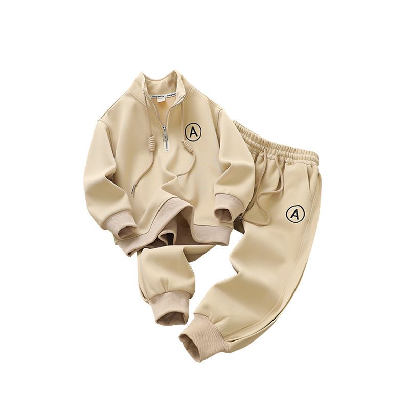 "Kids' Casual Tracksuit Set - Soft Cotton Pullover Hoodie & Jogger Pants, Unisex Boys Girls Sportswear (8-16 Years,) Solid Color With Letter Print_voghion.com
