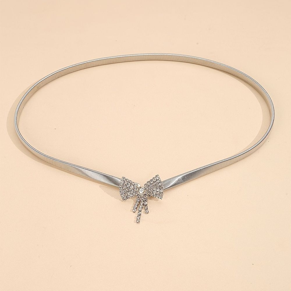 Women's Decorative Simple Thin Metal Elastic Belt Korean Style Versatile Fashion Waist Chain For Skirts_voghion.com