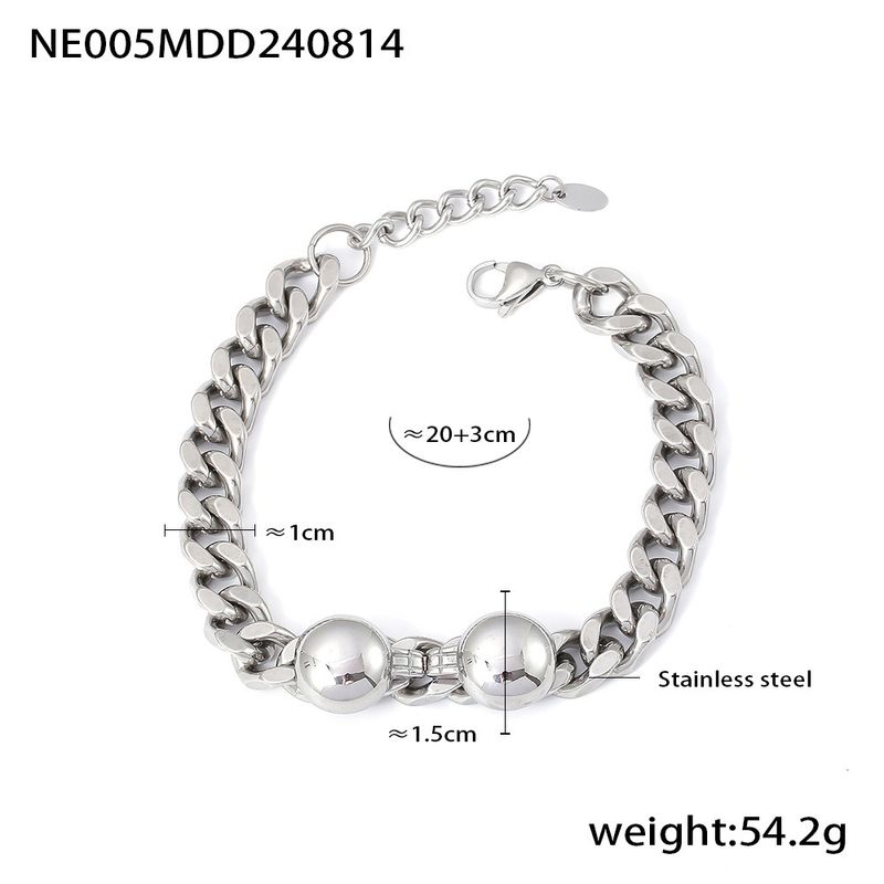 Chic Moud Perséinlechkeet Edelstahl einfach Textur Halskette Armband Liicht Luxus Dekorativ Kette Set_voghion.com