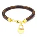 Brand Leather Charm Bracelets for Women Plaid PU Real Gold Plated Heart Bag Pendant Lobster Clasp Design Bangle Fashion_voghion.com