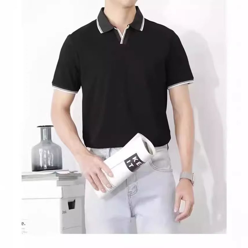 Erkek Giyim Polo gömlek erkek yaz inci pamuklu gündelik iş polo gömlek genç yaka kısa kollu tişört erkek üstleri_voghion.com