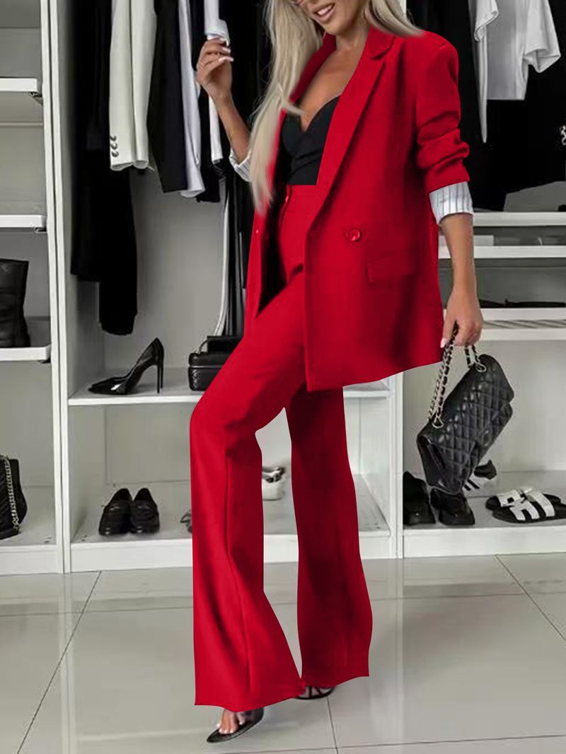 Women's Clothing Fashion Suits Casual Temperament Slim Wide Leg Suits Two Piece Suits_voghion.com