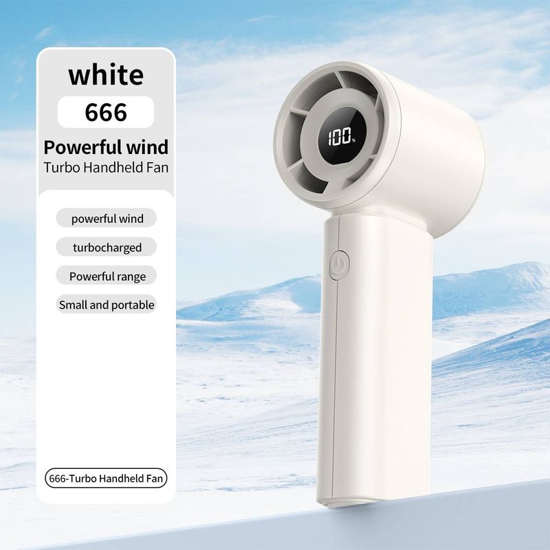 1pcs Portable Mini Handheld Turbofan, Adjustable Wind Speed From 1-100, Large Capacity Battery USB Charging, With LED Digital Display Screen_voghion.com