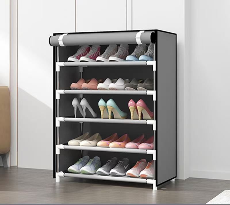 Simple Multi-layer Combination Dustproof Shoe Rack Storage Shoe Cabinet Cloth Shoe Cabinet Steel Frame Fashionable And Creative Dustproof Shoe Rack_voghion.com