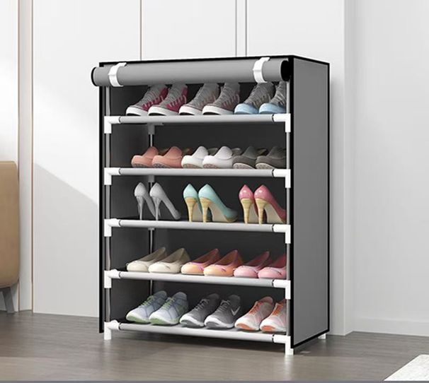Simple Multi-layer Combination Dustproof Shoe Rack Storage Shoe Cabinet Cloth Shoe Cabinet Steel Frame Fashionable And Creative Dustproof Shoe Rack_voghion.com