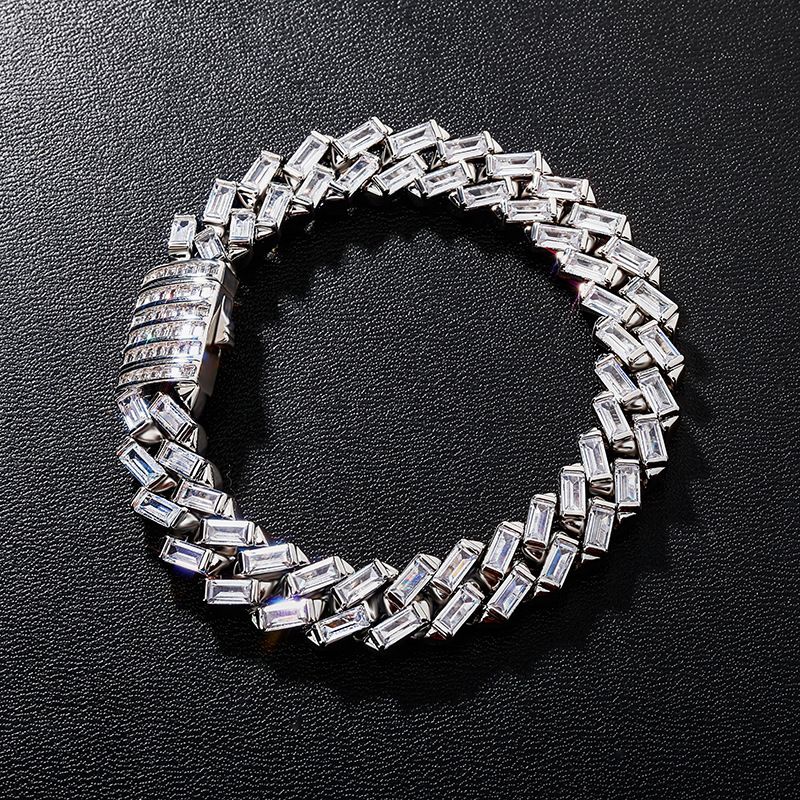 12mm Quadrat Zirkon Federschnalle Kubanische Halskette Männer und Frauen Hip Hop Armband Schmuck_voghion.com