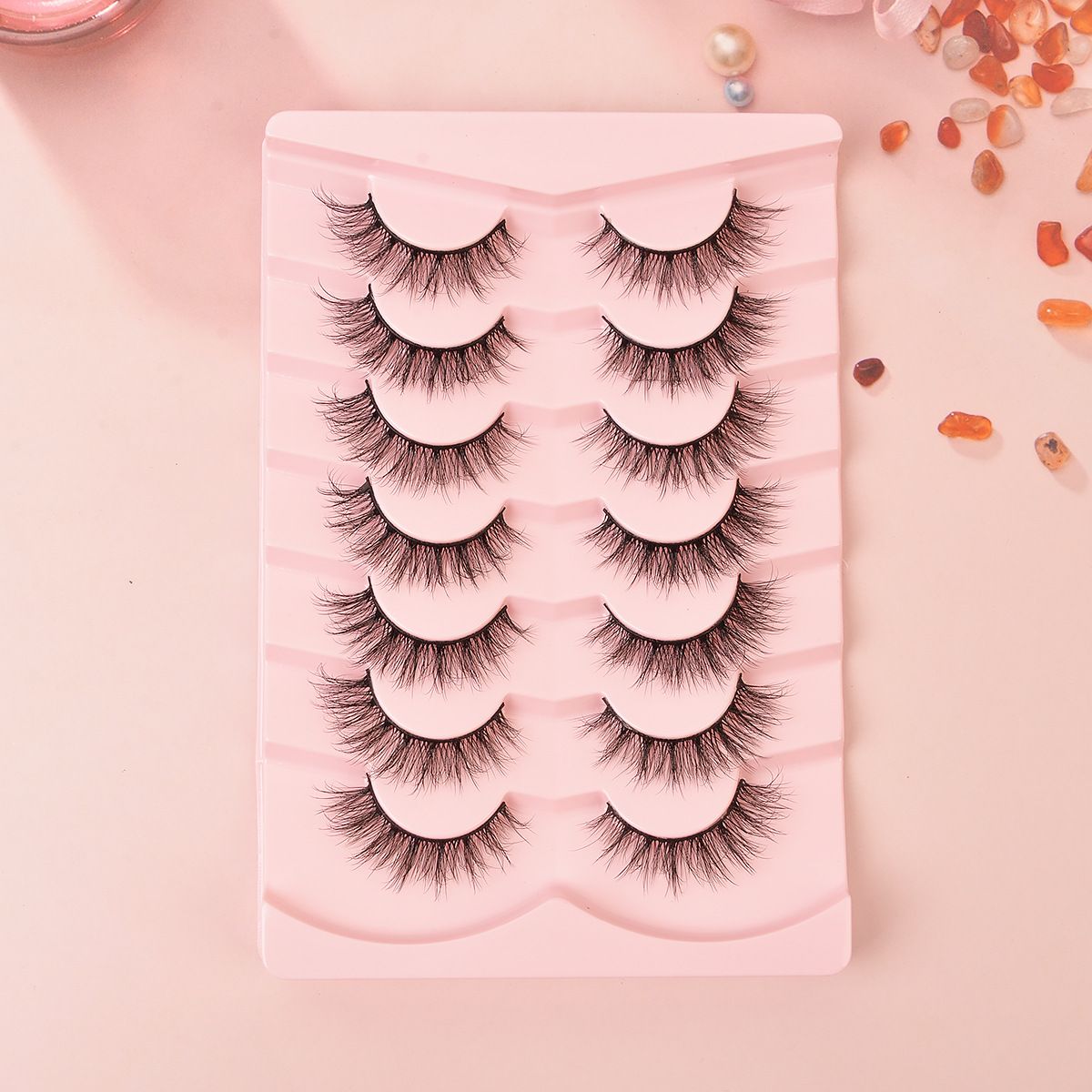 Populære flate falske øyevipper 7 par øyevipper Øyehaleforlengede naturlige, luftige øyevipper_voghion.com