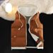 Youth Winter Hooded Vest – Thick Cotton Sleeveless Jacket, Fake Two-Piece Design (White/Black/Caramel/Brown/Red, L-5XL)_voghion.com