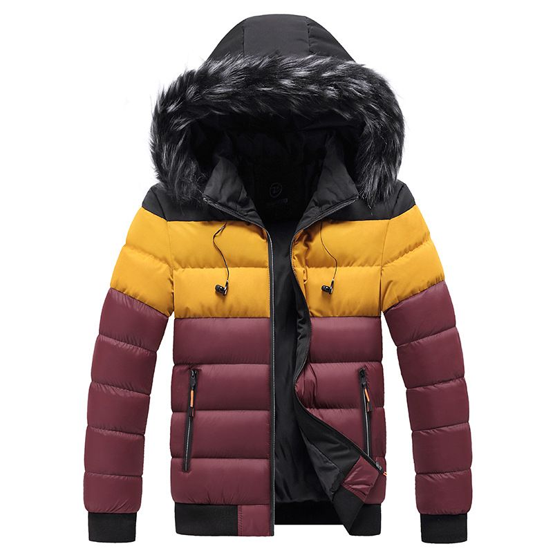 Men's clothing cotton-padded jacket hooded jacket men's thick warm cotton-padded jacket windproof color quilted jacket casual tide_voghion.com