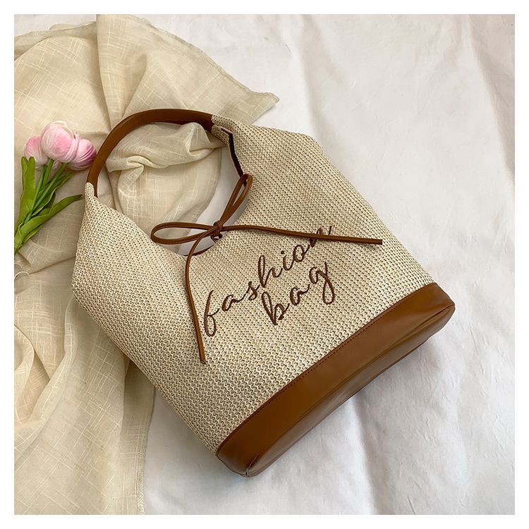 Nischen-Einzelschulter-Strohgewebte Damen, Neuer Koreanischer Stil, Einfach Und Exquisit, Kleine Handtasche Für Die Arbeit, Unterarm_voghion.com