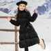 Girls' down cotton thickened and warm, long length jacket, stylish, medium to large size, waist cinched, children's 2024_voghion.com