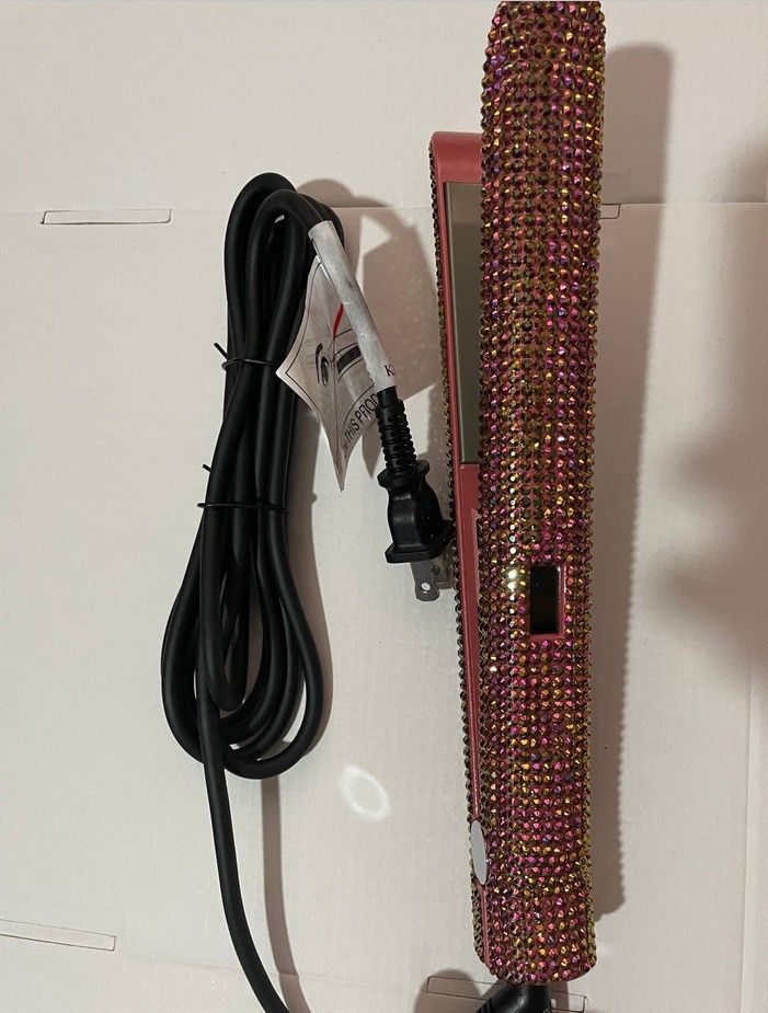 RUCHA Professional Ceramic Tourmaline Flat Iron With Diamond Accents - 10 Temperature Settings, Dual Voltage (220V), For Straightening_voghion.com