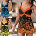 Women's swimsuit new style tankini leaf flower big skirt swimsuit split tankini_voghion.com