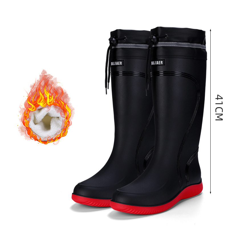 Men's Shoes High end rain boots for men, closed end rainproof and waterproof shoes, high top non slip rain boots, drawstring work shoes_voghion.com