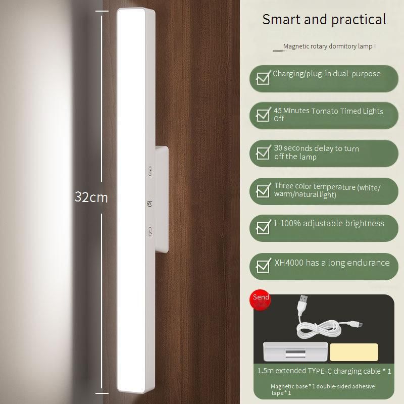 ​Adjustable LED Desk Lamp With Remote Control, Touch Control & Timer - Rechargeable Eye-Caring Study Light For Dorm, Bedroom, Office_voghion.com