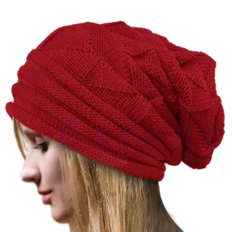 Ziemas adītas cepures sievietēm, maisveida, slouchy, cieta vilnas cepure, moderna āra silta kapuce, sieviešu sniega slēpošana_voghion.com