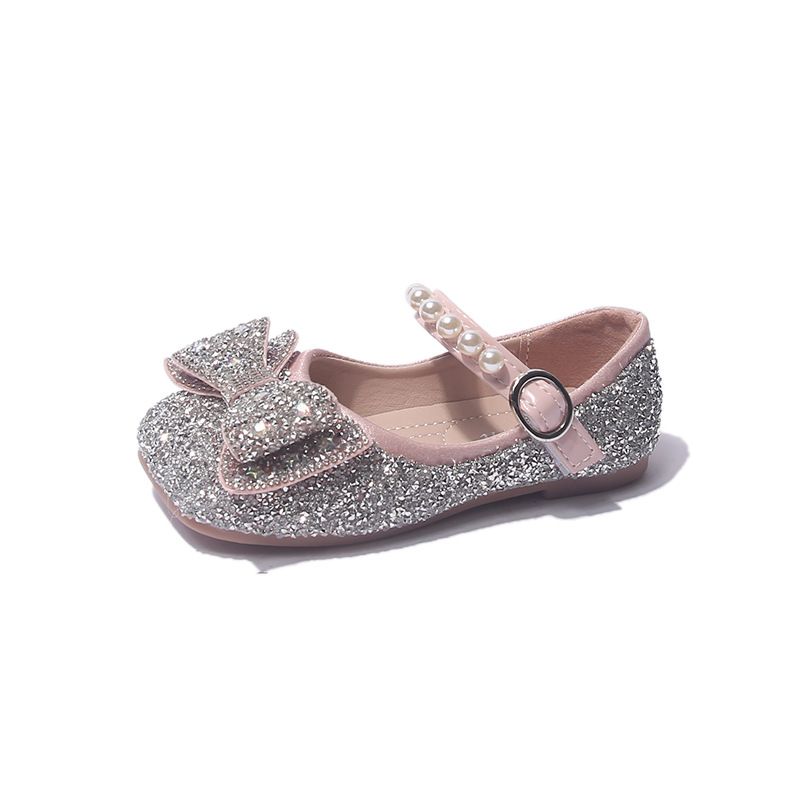 Children's Shoes New Fashion Rhinestone Children's Bow Leather Shoes Soft Sole Little Girl Single Shoes_voghion.com