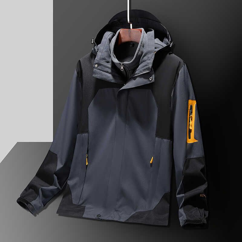 Spring, Autumn And Winter Jacket Men's And Women's Three-in-one Removable Windproof, Waterproof And Warm Outdoor Sports Mountaineering Suit_voghion.com