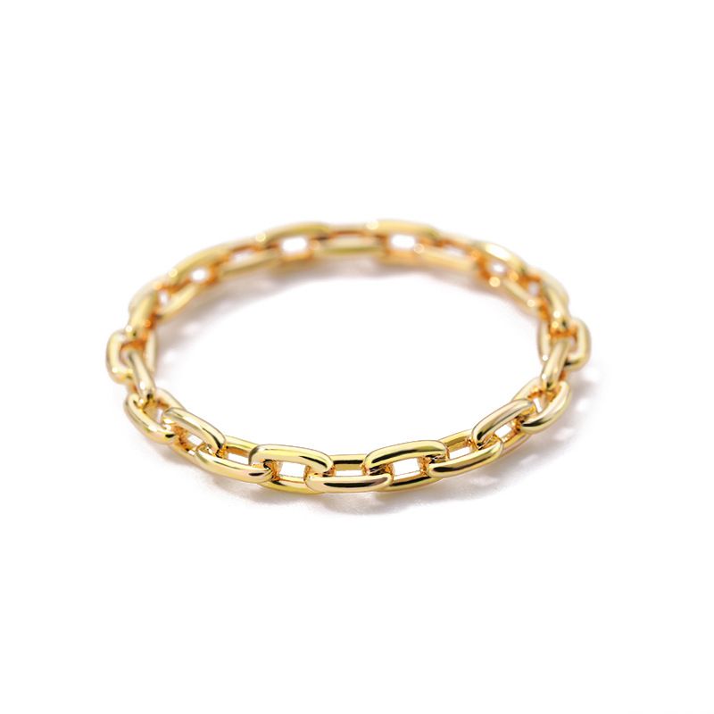 Korean Style Simple Collection New Adjustable Open Zircon Cuban Chain Heart-Shaped Ring For Women_voghion.com