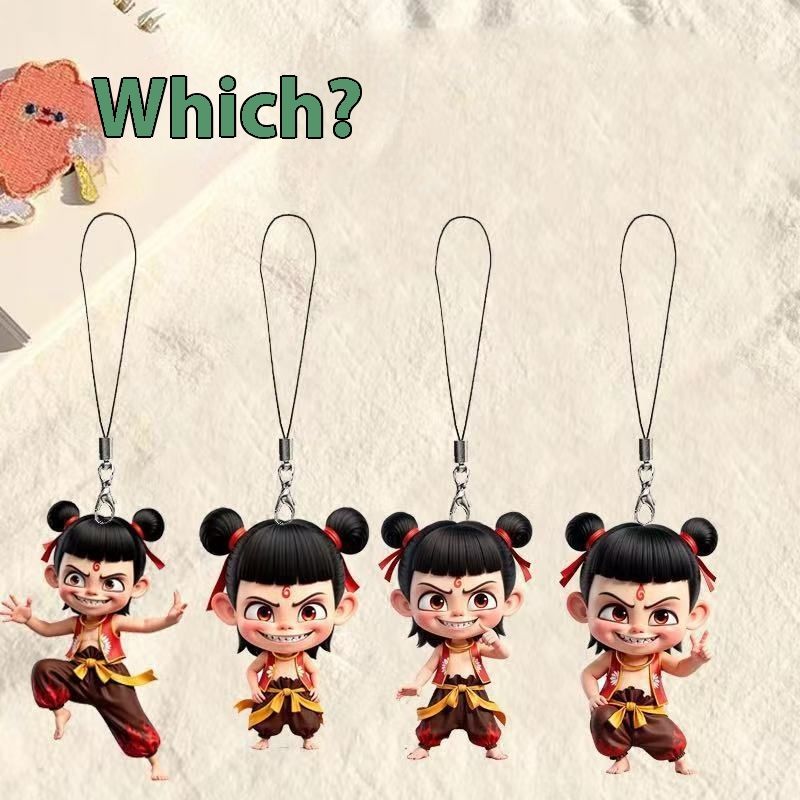 Nezha Handykette, Magisches Kind, Treibendes Meer, Niedliche Handyhüllen-Dekoration, Rucksack-Anhänger, Acryl-Taschenkette als Geschenk_voghion.com