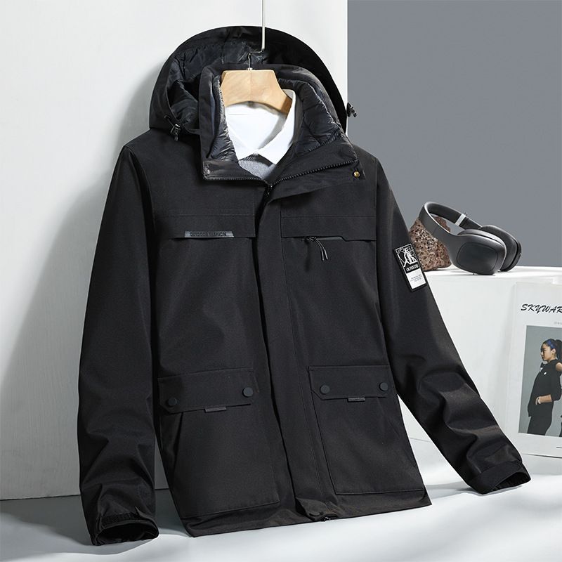 Men's clothing storm jacket 3-in-1 detachable down lining windproof thermal mountaineering clothing_voghion.com