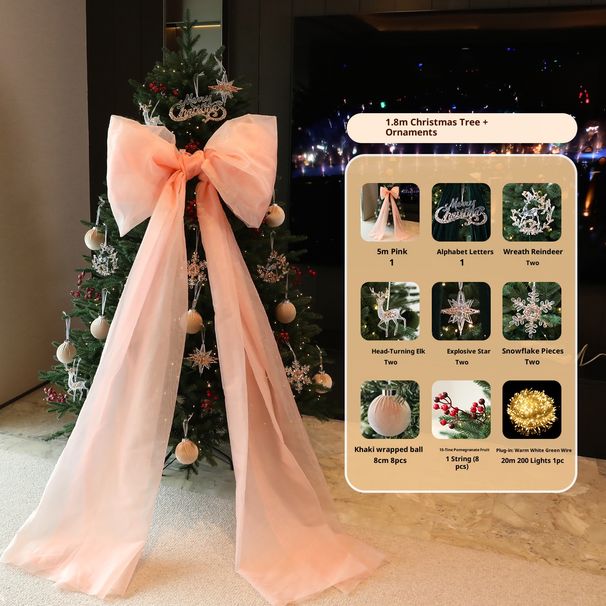 Albero di Natale in PE/PVC di alta qualità con fiocco decorativo – Albero artificiale floccato da 180 cm/210 cm/240 cm per decorazioni per la casa e l'hotel_voghion.com