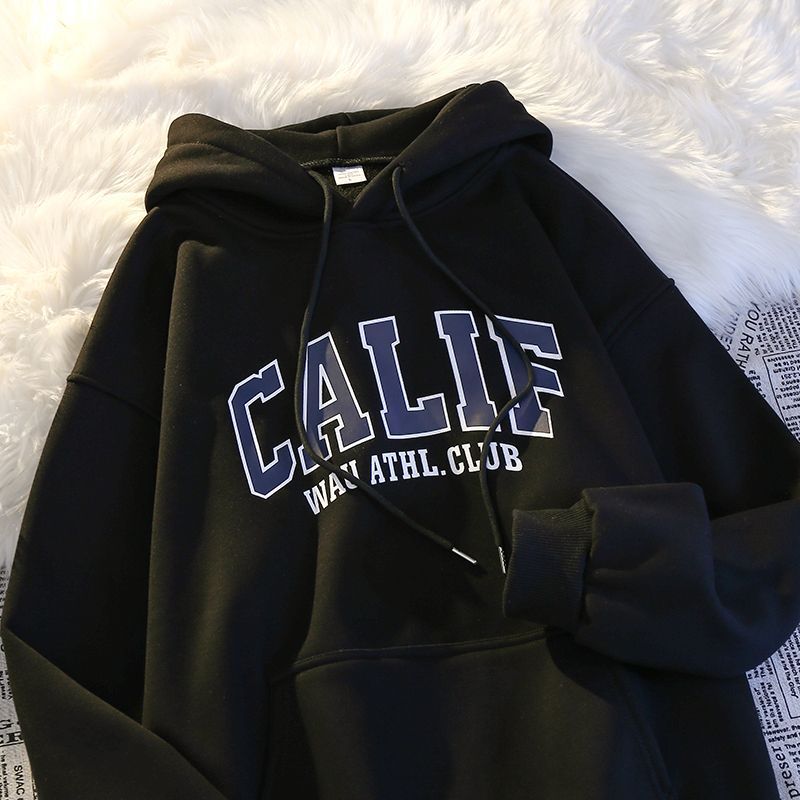 ALANOS Woman Winter Sweatshirt Letter Print Hooded Pullovers Korean Fashion Loose Casual Hoodies Fleece Pullover Women_voghion.com