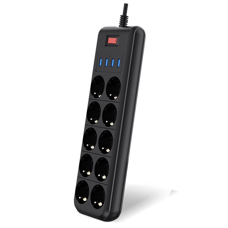Stekkerdoos 10-voudige AC-stopcontacten EU-stopcontact USB-oplaadpoort 2 m verlengsnoer voor computer, tv, smartphone, Homekit-apparaten_voghion.com