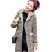 Abrigo de lana a cuadros de invierno para mujer con capucha de piel sintética: abrigo cálido de longitud media, forro polar grueso, corte holgado (tallas S-XXXL, tartán clásico)_voghion.com