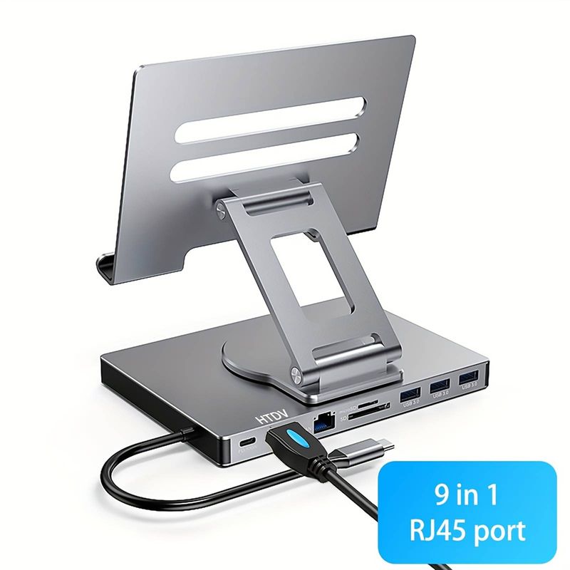 Vrtljivo stojalo 9 v 1, priklopna postaja tipa C, gigabitna ethernetna vrata 4K/60Hz, razdelilnik USB_voghion.com