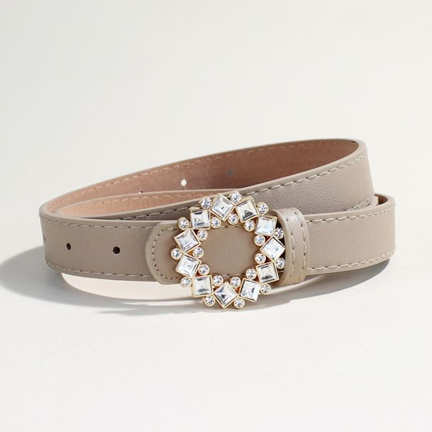 Rhinestone-Studded PU Leather Belt For Women - Fashion Decorative Waist Belt, Adjustable Strap For Jeans & Dresses (Ready To Ship)_voghion.com